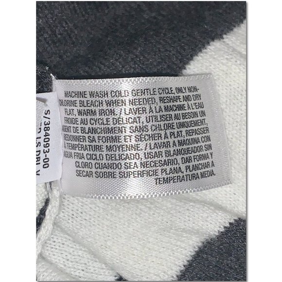 Old Navy Long Sleeve Striped V Neck Sweater Dark Gray and White Size Medium EUC - Picture 5 of 6